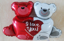 Load image into Gallery viewer, Double Bears Hug Heart Foil Party Balloons