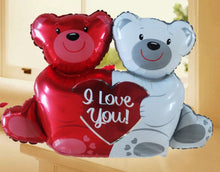 Load image into Gallery viewer, Double Bears Hug Heart Foil Party Balloons