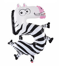 Load image into Gallery viewer, Animal Number Foil Party Balloons